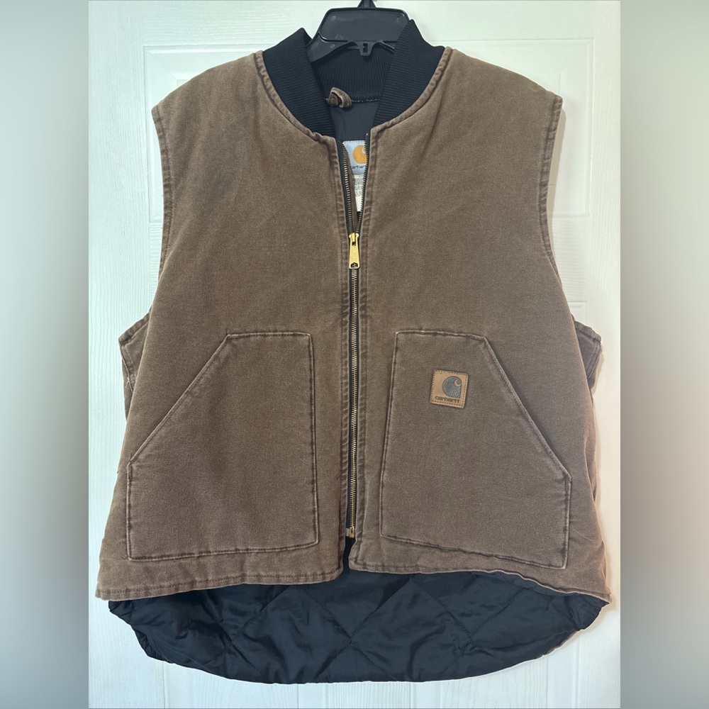 Vintage Carhartt Vest Brown Men's XL Canvas Quilt Lined